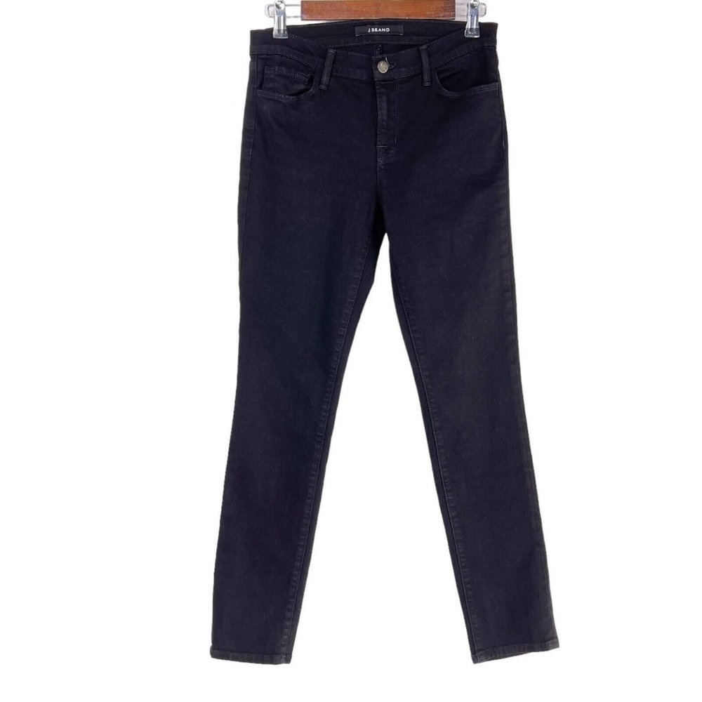 J Brand Skinny Leg Shadow Dark Black Stretch Denim Mid Rise Jeans Womens Size 28